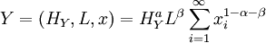 Y=(H_Y,L,x)=H_Y^aL^\beta\sum_{i=1}^\infty x_i^{1-\alpha-\beta}
