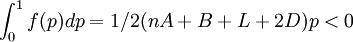 \int_0^1f(p)dp=1/2(nA+B+L+2D)p< 0