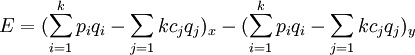 E=(\sum_{i=1}^kp_iq_i-\sum_{j=1}kc_jq_j)_x-(\sum_{i=1}^kp_iq_i-\sum_{j=1}kc_jq_j)_y