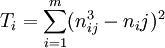 T_i=\sum_{i=1}^m(n_{ij}^3-n_ij)^2