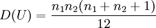 D(U)=\frac{n_1n_2(n_1+n_2+1)}{12}