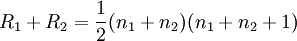 R_1+R_2=\frac{1}{2}(n_1+n_2)(n_1+n_2+1)