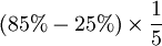 (85%-25%)\times \frac{1}{5}