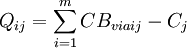 Q_{ij}=\sum^m_{i=1}CB_{viaij}-C_j