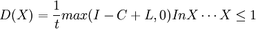 D(X)=\frac{1}{t}max(I-C+L,0)InX \cdots X\le1