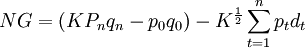 NG=(KP_nq_n-p_0q_0)-K^{\frac{1}{2}}\sum_{t=1}^np_td_t