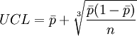 UCL=\bar{p}+\sqrt[3]{\frac{\bar p(1-\bar p)}{n}}