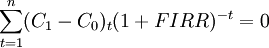 \sum_{t=1}^n (C_1-C_0)_t(1+FIRR)^{-t}=0