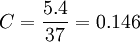 C=\frac{5.4}{37}=0.146