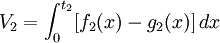 V_2=\int_{0}^{t_2} [f_2(x)-g_2(x)]\, dx