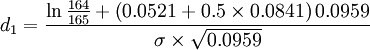 P=Le^{-rT}\left[1-N(d_2)\right]-S\left[1-N(d_1)\right]