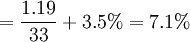 =\frac{1.19}{33}+3.5%=7.1%