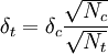 \delta_t=\delta_c\frac{\sqrt{N_c}}{\sqrt{N_t}}