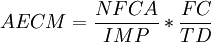 AECM=\frac{NFCA}{IMP}*\frac{FC}{TD}